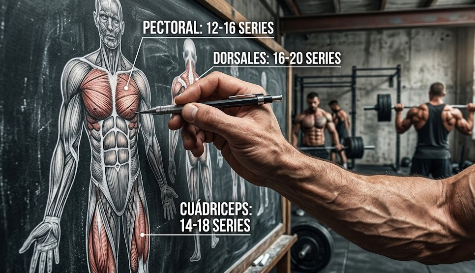 Atleta ejecutando una serie de sentadilla con barra en gimnasio