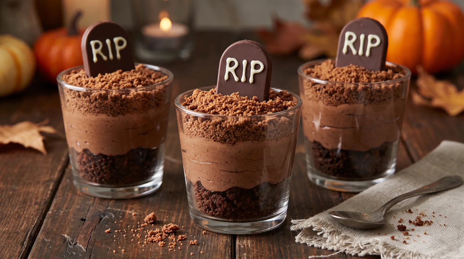 Graveyard brownie cups