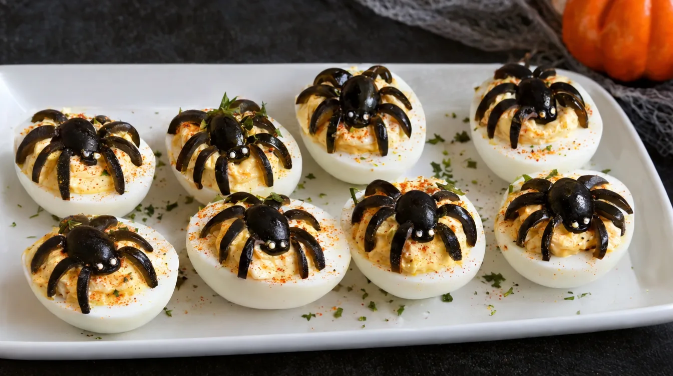 Huevos rellenos araña